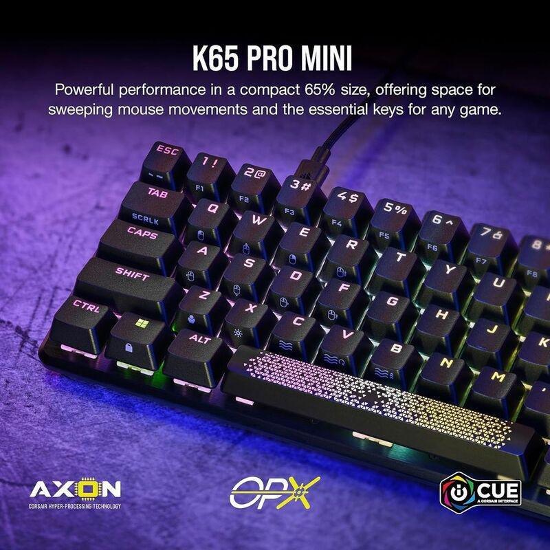 Corsair K65 Pro Mini RGB 65% Optical-Mechanical Wired Gaming Keyboard - Black, , large image number 2