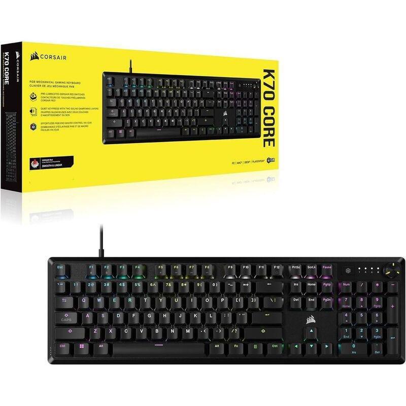 Corsair K70 RGB Core Full-Sized Mechanical Wired Gaming Keyboard MX - Black, , large image number 1