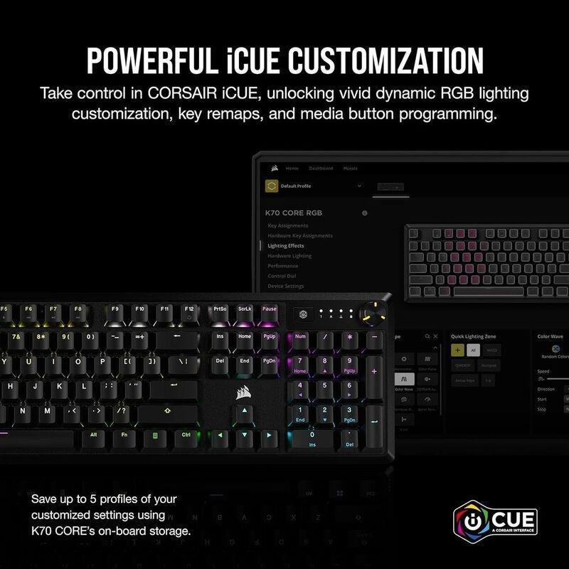 Corsair K70 RGB Core Full-Sized Mechanical Wired Gaming Keyboard MX - Black, , large image number 5