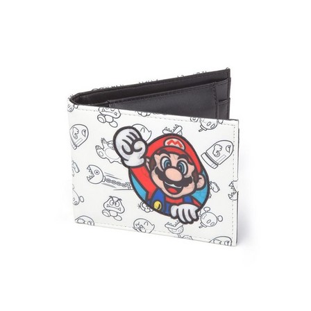 DIFUZED - Nintendo Allover Print Bifold Wallet with Super Mario Patch White