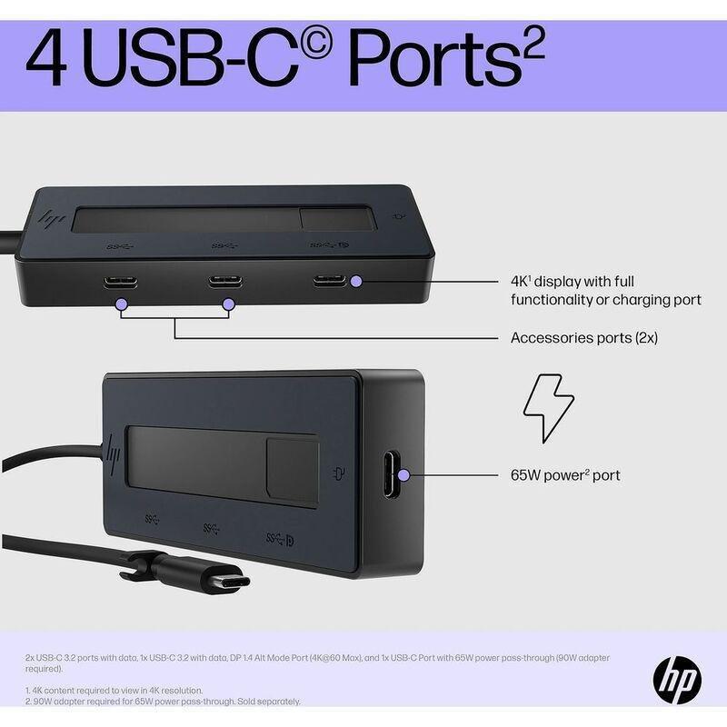 HP 4K USB Type-C Multiport Hub - Black, , large image number 1