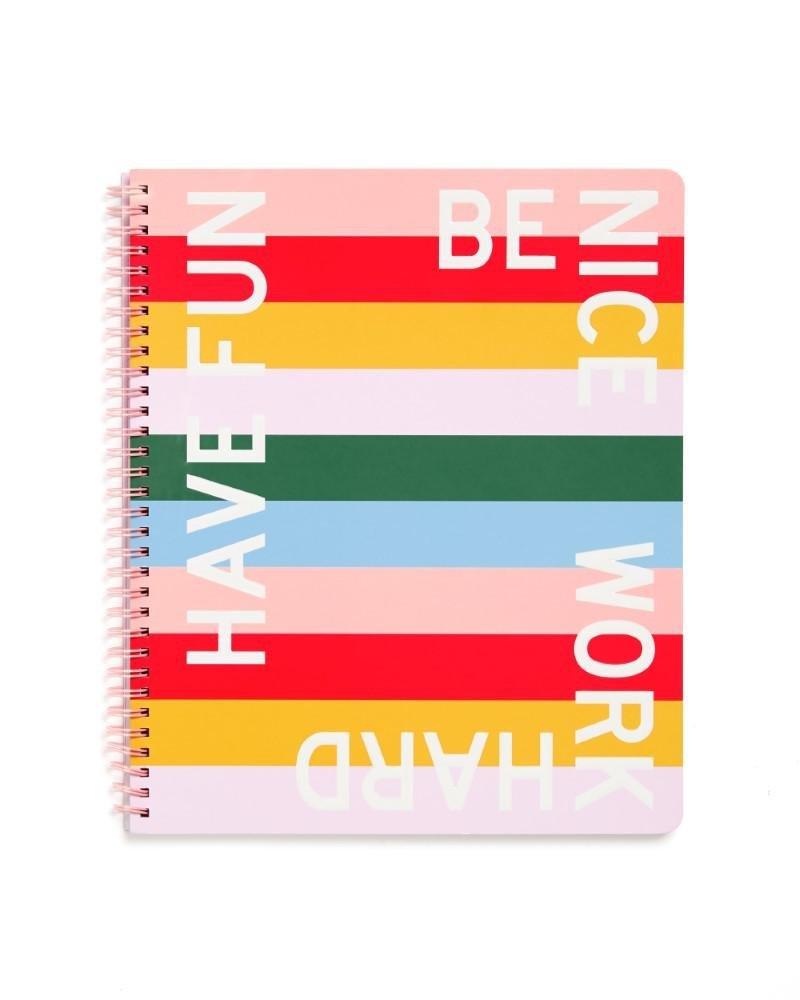 ban.do Rough Draft Large Notebook Work Hard Have Fun Benice, , large image number 0