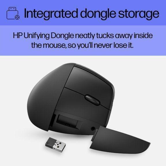 HP 920 Ergonomic Vertical Wireless Mouse - Black, , large image number 9