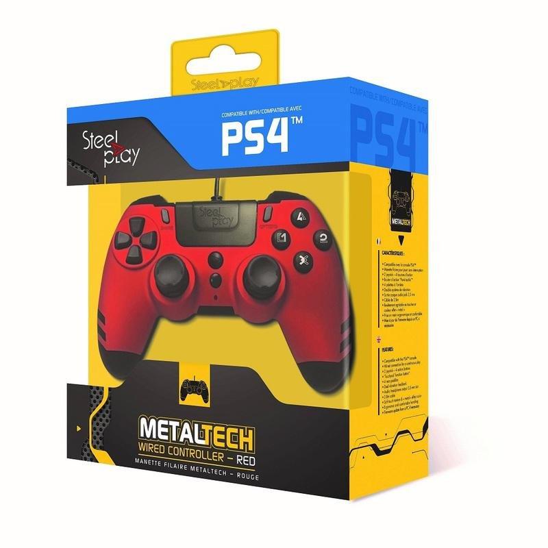 Steelplay Metaltech Wired Controller Red for PS4, , large image number 1