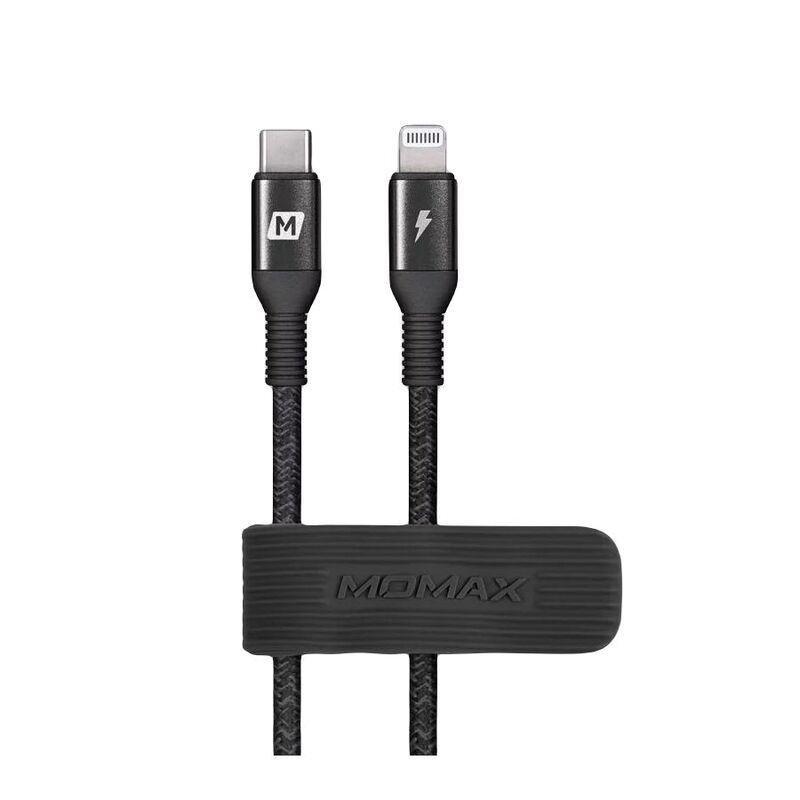 Momax Elite Link USB C to Lightning Nylon-Braided Short Fast Charging Cable Black .3m, , large image number 0