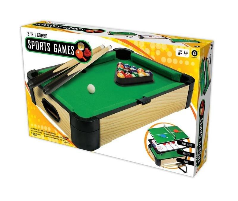 Merchant Ambassador 20 Inch 3-In-1 Sports Games Table Top Pool + Ping Pong + Slide Hockey, , large image number 0