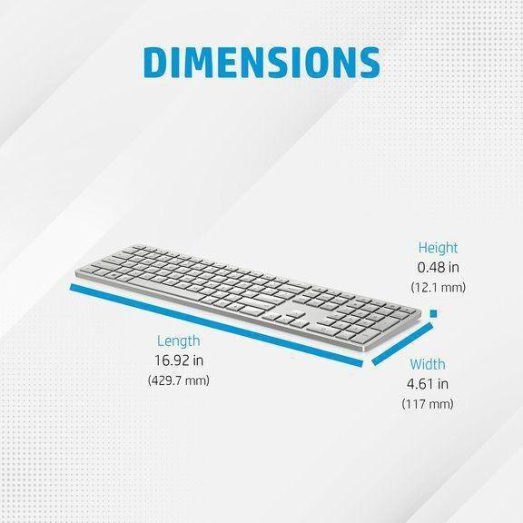 HP 970 Programmable Rechargeable Wireless Keyboard - Silver (Arabic/English), , large image number 3