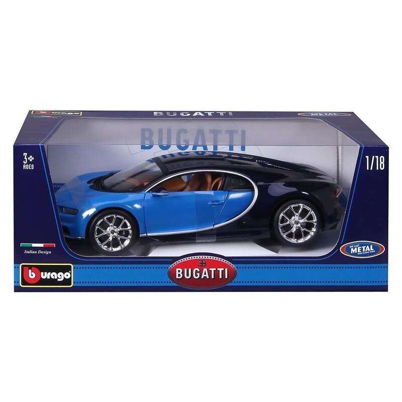 BBurago Bugatti Chiron Blue/Black 1.18 Scale Model Car, , large image number 1