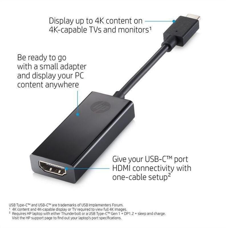 HP Pavilion USB Type-C To HDMI Adapter - Black, , large image number 2