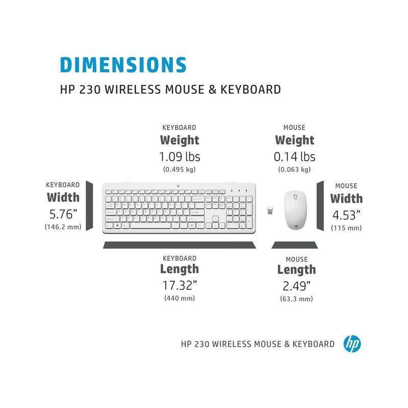 HP 230 Wireless Mouse And Keyboard Combo Set - White (Arabic/English), , large image number 2