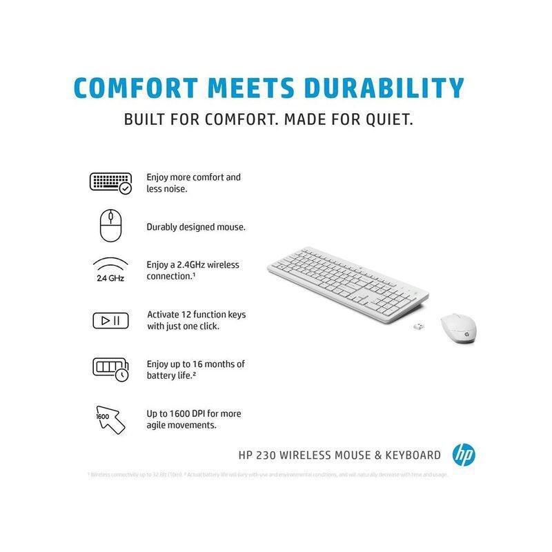 HP 230 Wireless Mouse And Keyboard Combo Set - White (Arabic/English), , large image number 3