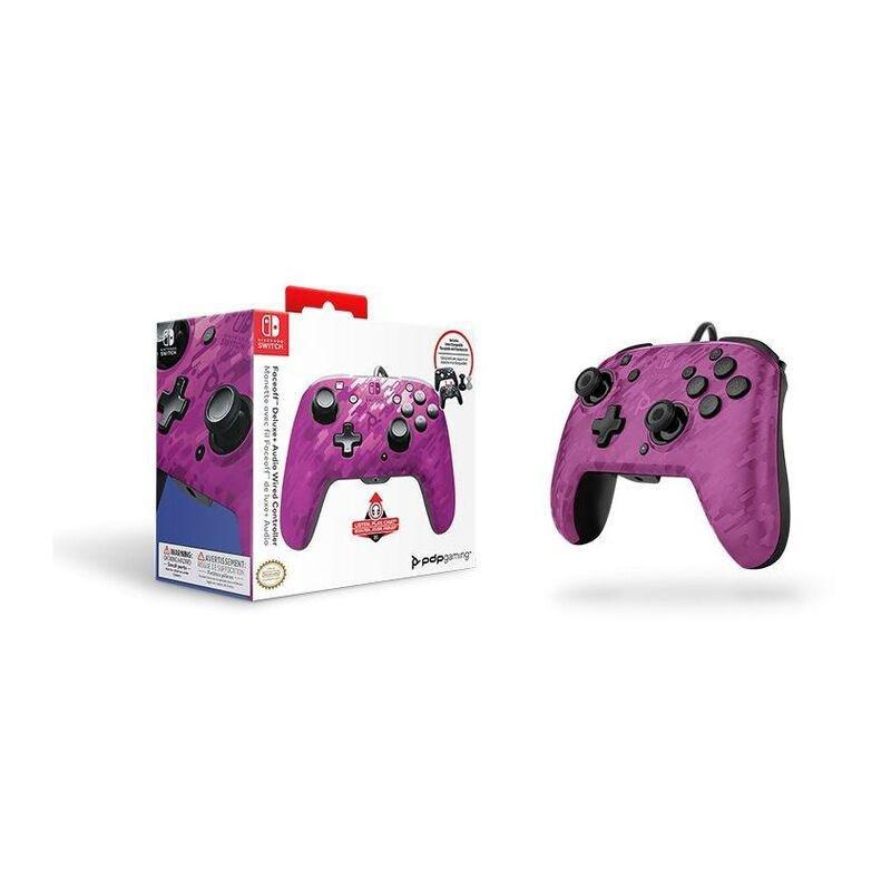 PDP Faceoff Deluxe+ Audio Wired Controller Purple Camo for Nintendo Switch, , large image number 1
