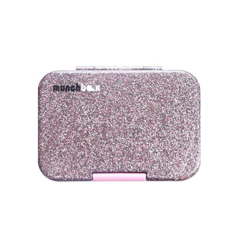 Munchbox Munchi Snack Sparkle Silver Shimmer With Pink Latch, , medium