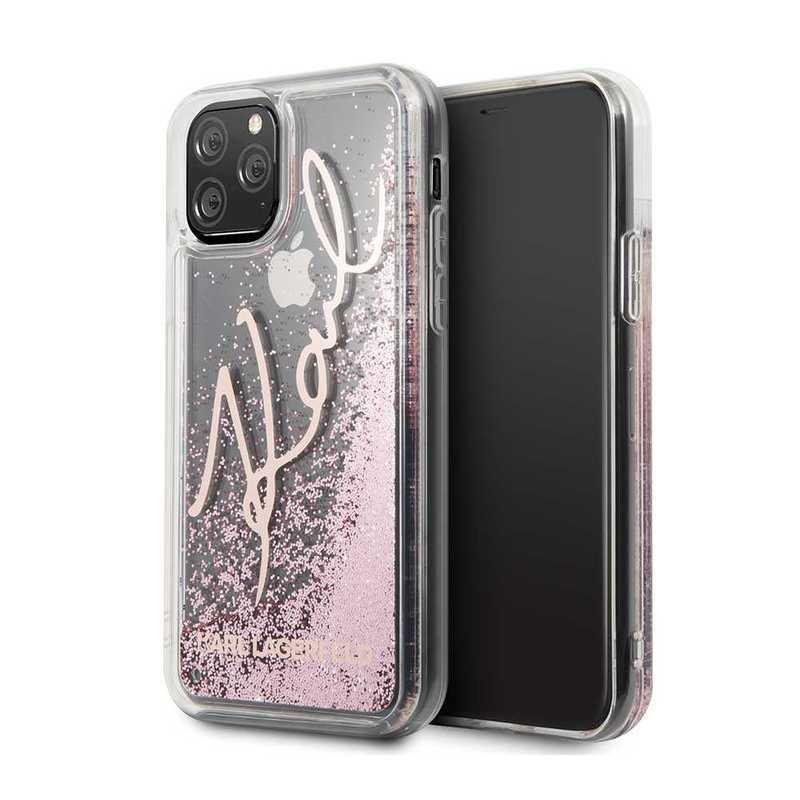 Karl Largefeld Transparent Glitter Signature Case Rose Gold for iPhone 11 Pro, , large image number 0