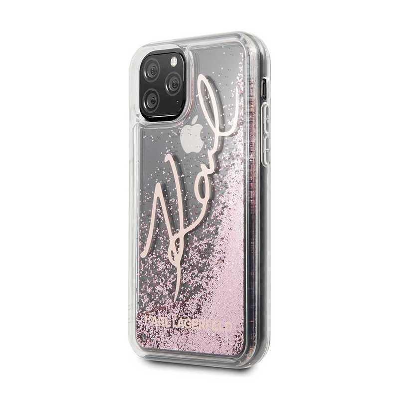 Karl Largefeld Transparent Glitter Signature Case Rose Gold for iPhone 11 Pro, , large image number 1
