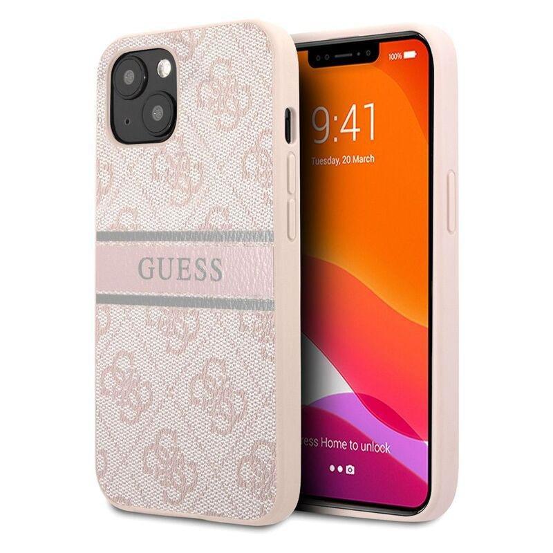 Guess 4G PU Leather Case with Printed Stripe for iPhone 13 Pink, , large image number 0