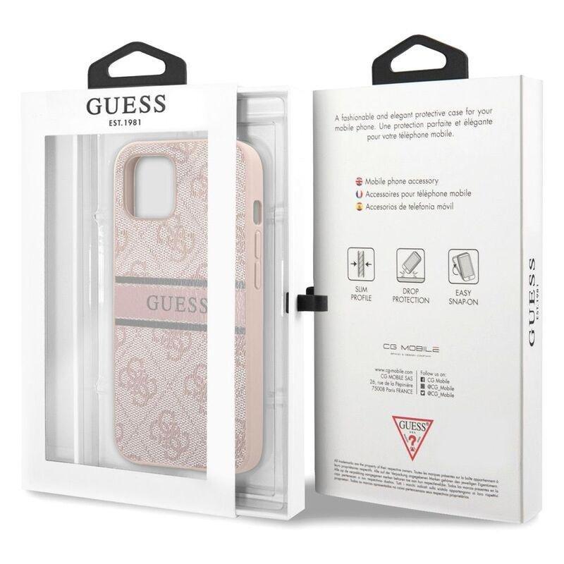 Guess 4G PU Leather Case with Printed Stripe for iPhone 13 Pink, , large image number 2