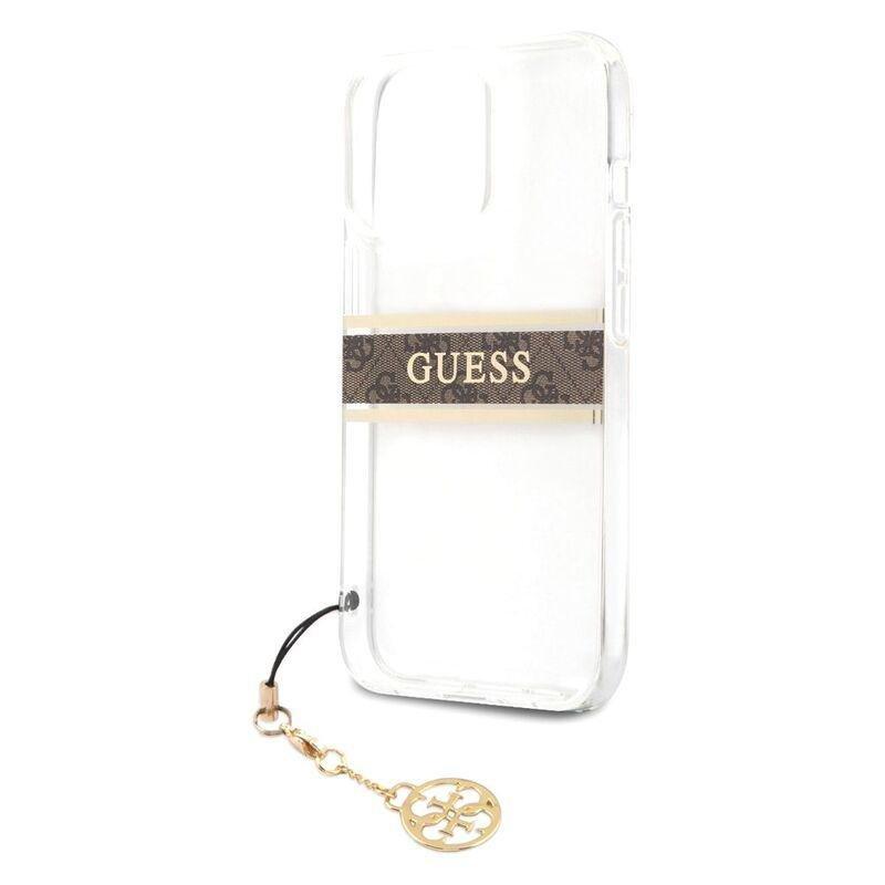 Guess PC/TPU Transparent Case 4G Stripe with Charm for iPhone 13 Pro Brown, , large image number 1