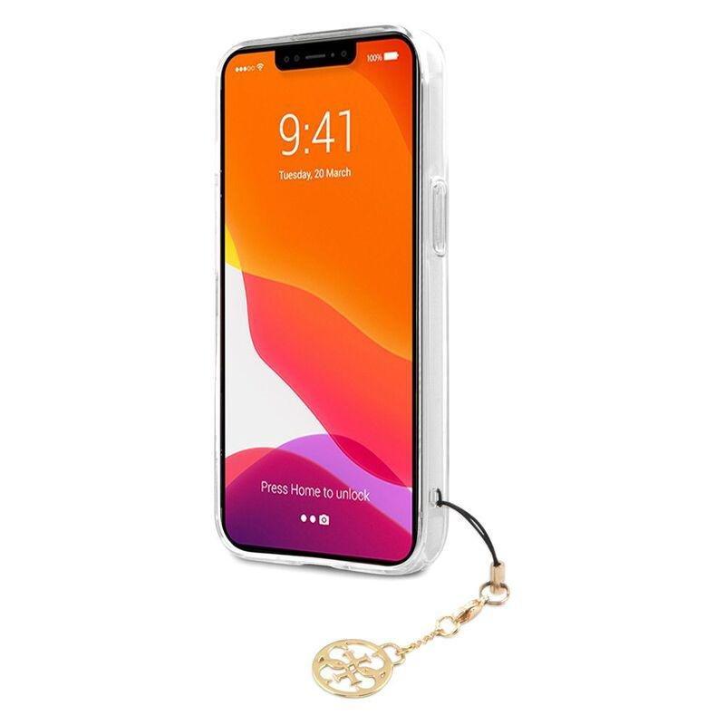 Guess PC/TPU Transparent Case 4G Stripe with Charm for iPhone 13 Pro Brown, , large image number 6