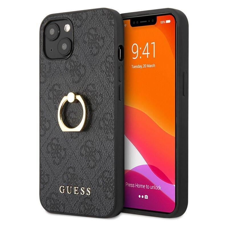 Guess PU Leather 4G Case with Ring Stand for iPhone 13 Black, , large image number 0