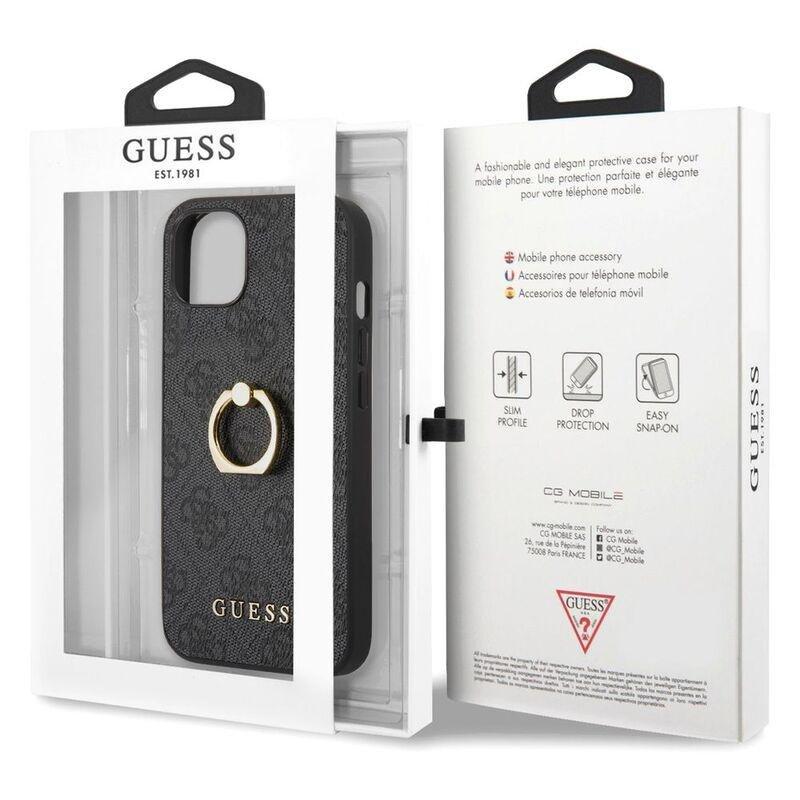 Guess PU Leather 4G Case with Ring Stand for iPhone 13 Black, , large image number 2