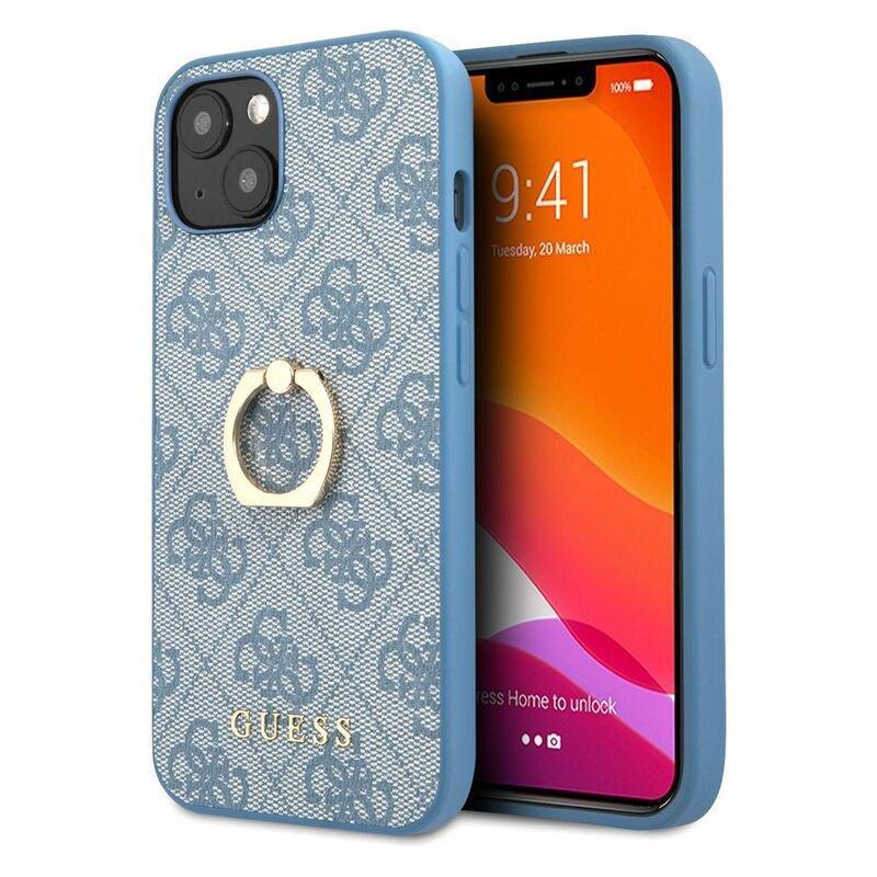 Guess PU Leather 4G Case with Ring Stand for iPhone 13 Blue, , large image number 0