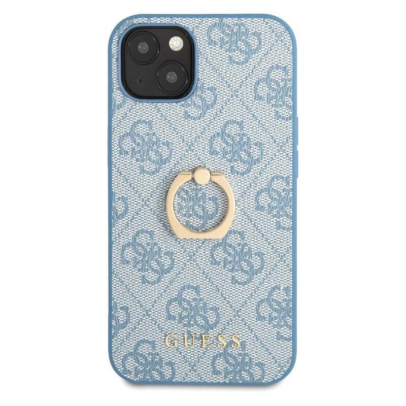 Guess PU Leather 4G Case with Ring Stand for iPhone 13 Blue, , large image number 4