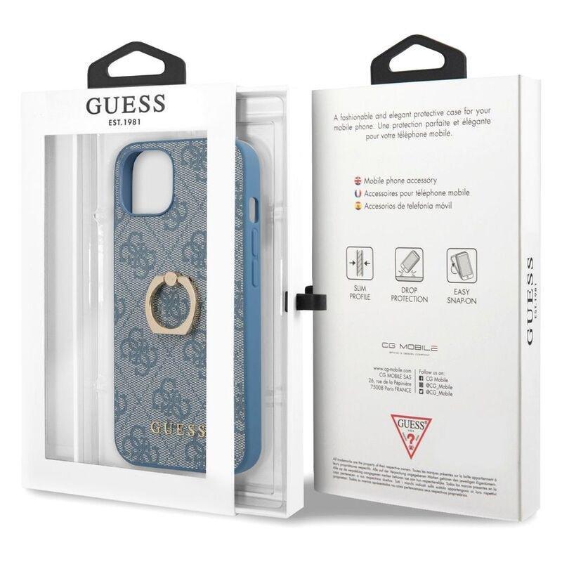 Guess PU Leather 4G Case with Ring Stand for iPhone 13 Blue, , large image number 5