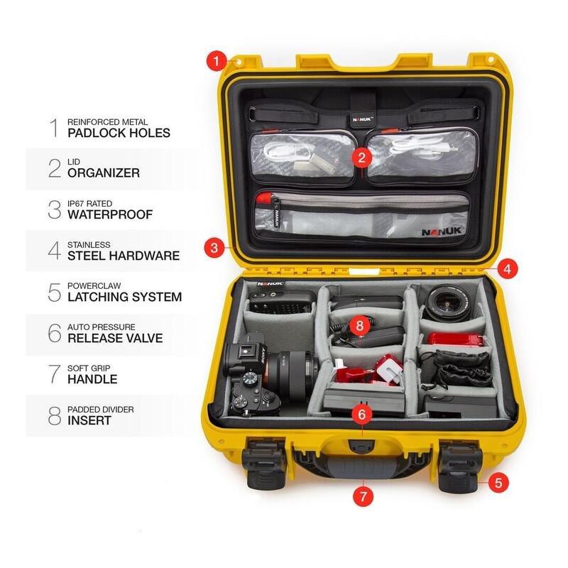 NANUK 920 Hard Utility Case With Lid Organizer & Padded Divider Yellow, , large image number 3