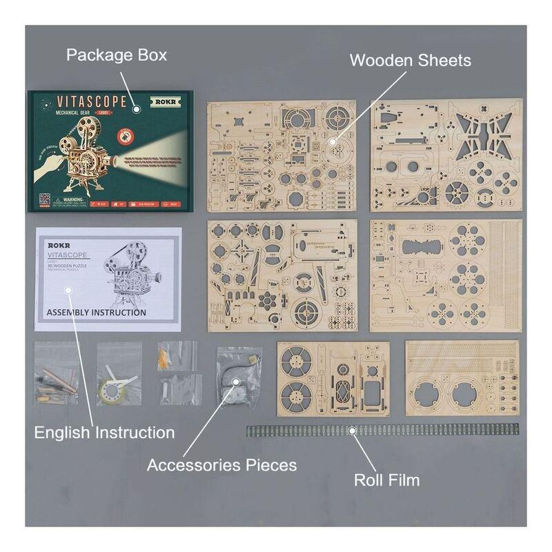 Robotime Rokr Vitascope Mechanical 3D Wooden Puzzle, , large image number 7