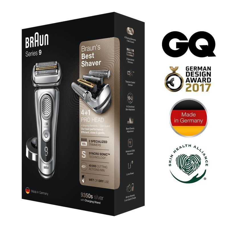 Braun Series 9 9350S Wet & Dry Shaver With Charging Stand Silver, , large image number 4