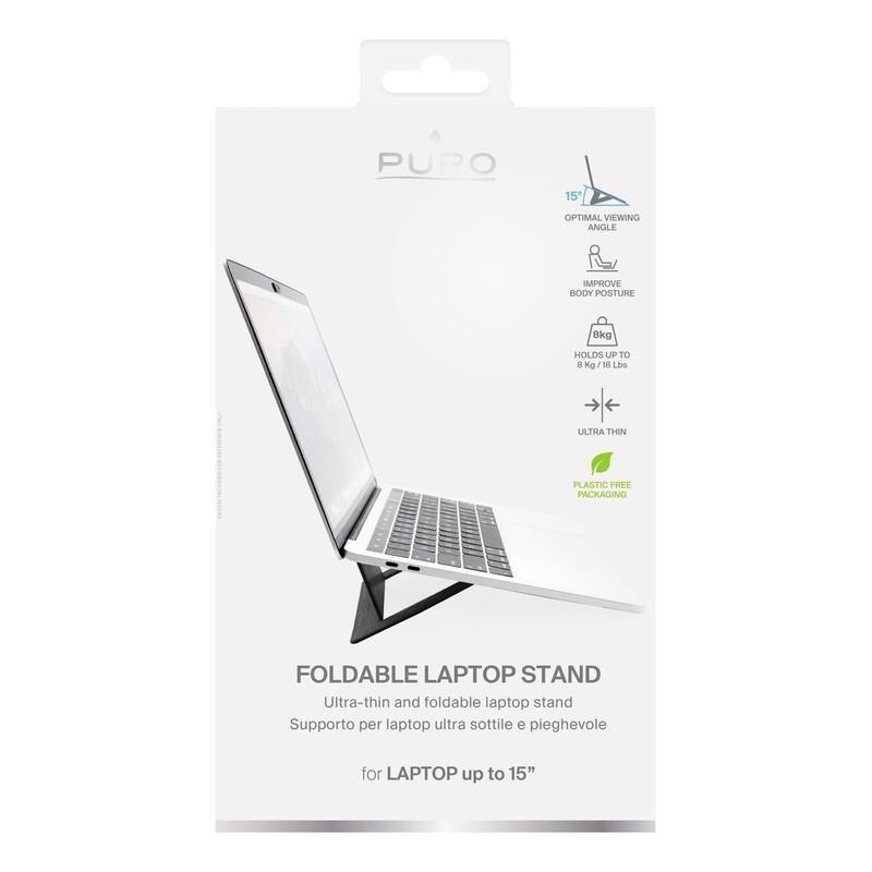 Puro Universal Foldable Adhesive Laptop Stand Black, , large image number 0