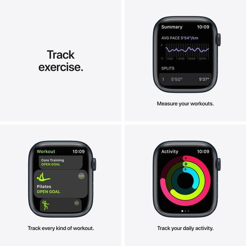 Apple Watch Nike Series 7 GPS + Cellular 41mm Midnight Aluminium Case with Anthracite/Black Nike Sport Band, , large image number 7