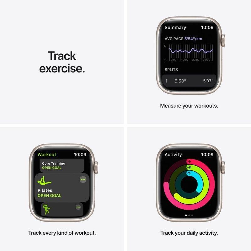 Apple Watch Nike Series 7 GPS 45mm Starlight Aluminium Case with Pure Platinum/Black Nike Sport Band, , large image number 1