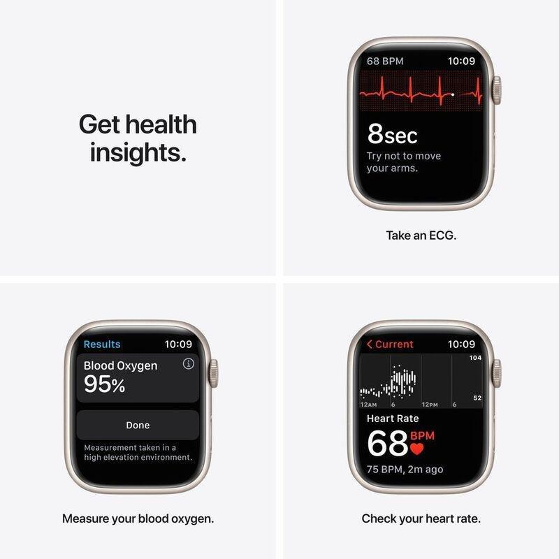 Apple Watch Nike Series 7 GPS 45mm Starlight Aluminium Case with Pure Platinum/Black Nike Sport Band, , large image number 6