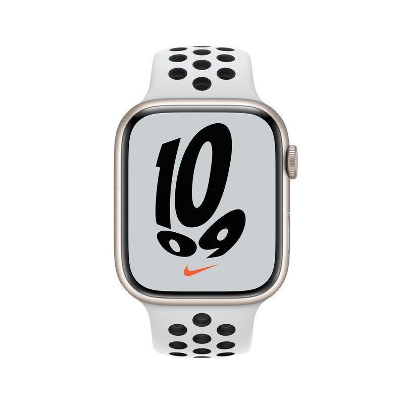 APPLE - Apple Watch Nike Series 7 GPS 45mm Starlight Aluminium Case with Pure Platinum/Black Nike Sport Band