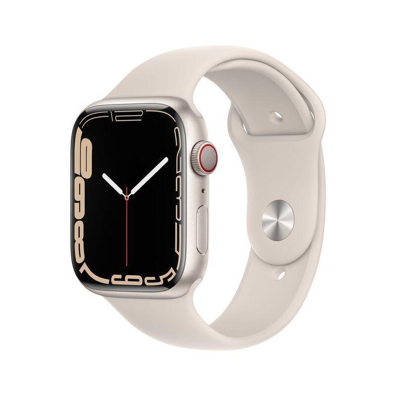 Apple Watch Series 7 GPS + Cellular 41mm Starlight Aluminium Case with Starlight Sport Band, , large image number 0