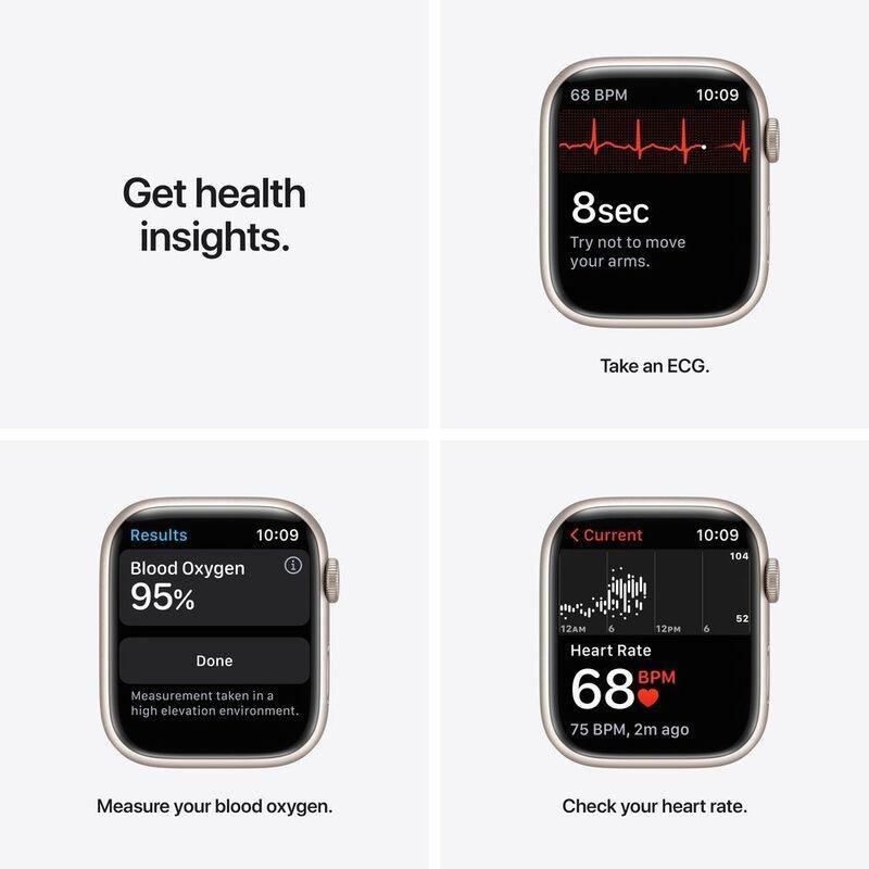 Apple Watch Series 7 GPS + Cellular 41mm Starlight Aluminium Case with Starlight Sport Band, , large image number 3