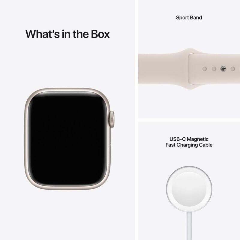 Apple Watch Series 7 GPS + Cellular 41mm Starlight Aluminium Case with Starlight Sport Band, , large image number 4