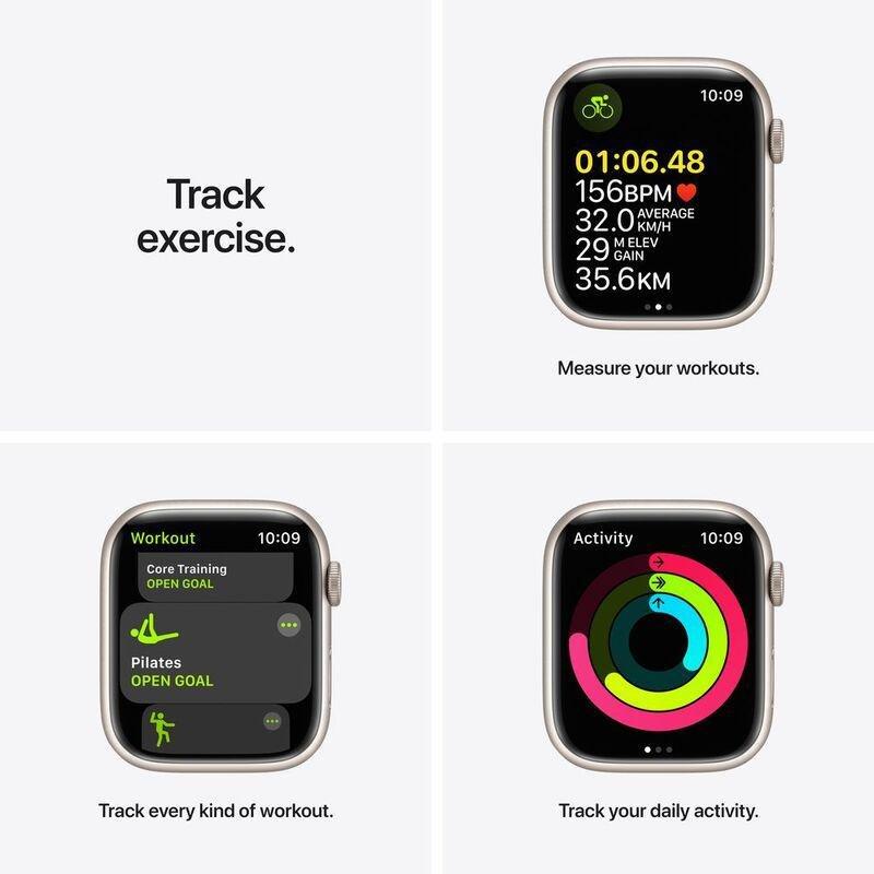 Apple Watch Series 7 GPS + Cellular 41mm Starlight Aluminium Case with Starlight Sport Band, , large image number 5