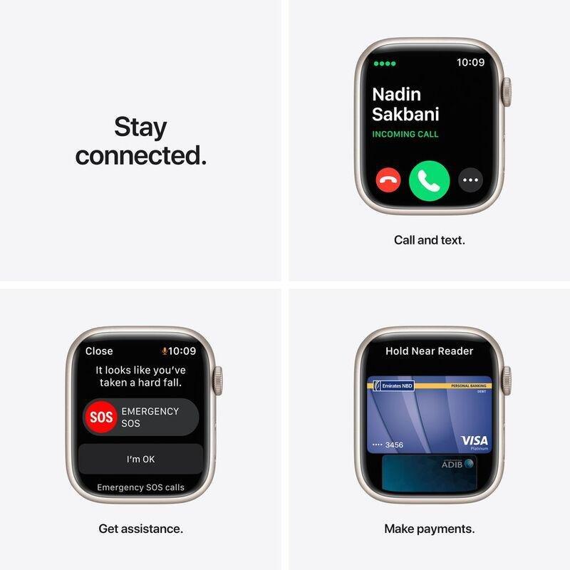 Apple Watch Series 7 GPS + Cellular 41mm Starlight Aluminium Case with Starlight Sport Band, , large image number 6