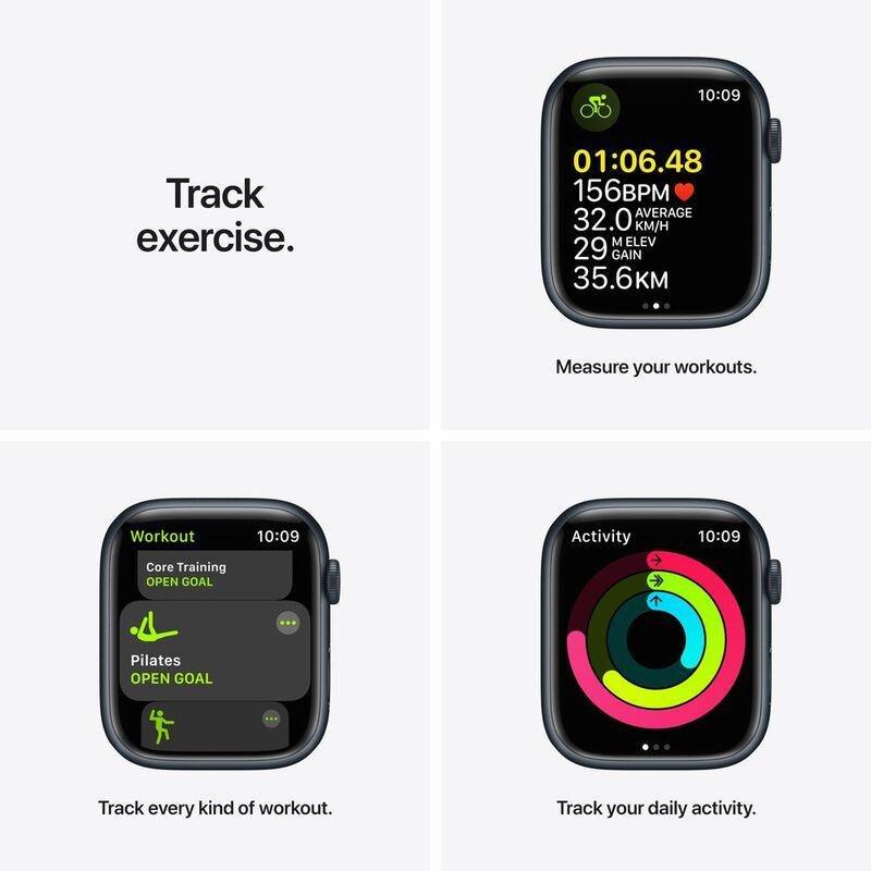 Apple Watch Series 7 GPS + Cellular 45mm Midnight Aluminium Case with Midnight Sport Band, , large image number 2