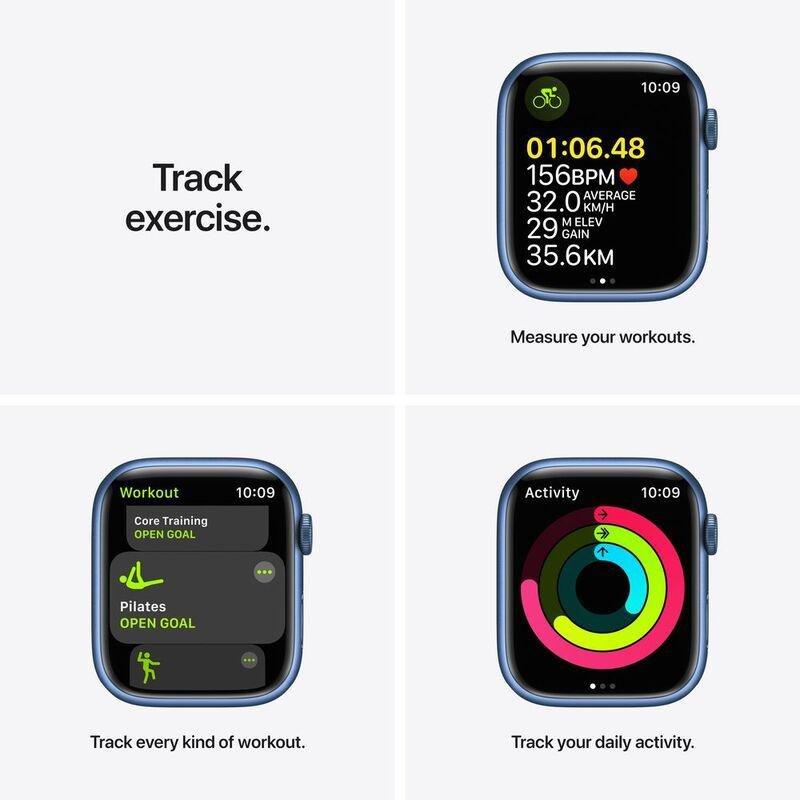 Apple Watch Series 7 GPS + Cellular 45mm Blue Aluminium Case with Abyss Blue Sport Band, , large image number 2