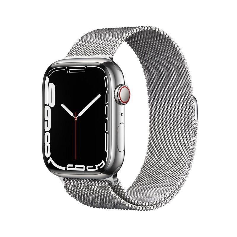 Apple Watch Series 7 GPS + Cellular 45mm Silver Stainless Steel Case with Silver Milanese Loop, , large image number 0