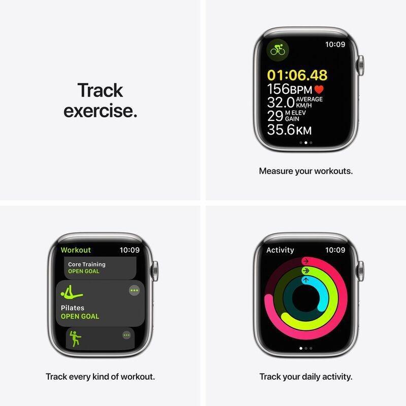 Apple Watch Series 7 GPS + Cellular 45mm Silver Stainless Steel Case with Silver Milanese Loop, , large image number 1