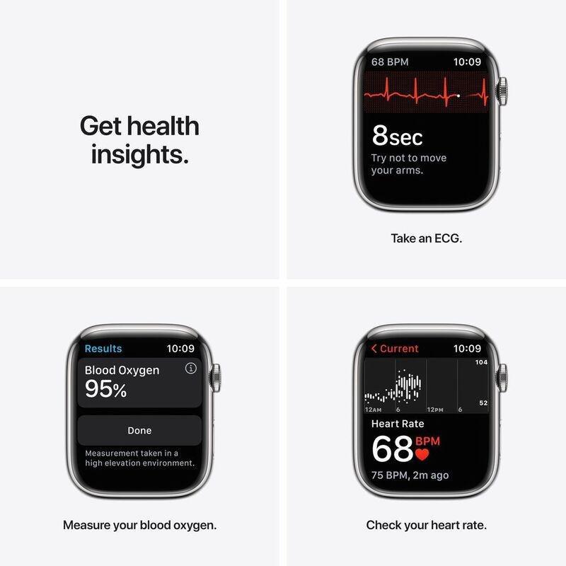 Apple Watch Series 7 GPS + Cellular 45mm Silver Stainless Steel Case with Silver Milanese Loop, , large image number 2