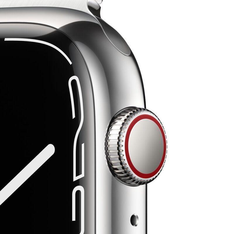 Apple Watch Series 7 GPS + Cellular 45mm Silver Stainless Steel Case with Silver Milanese Loop, , large image number 7