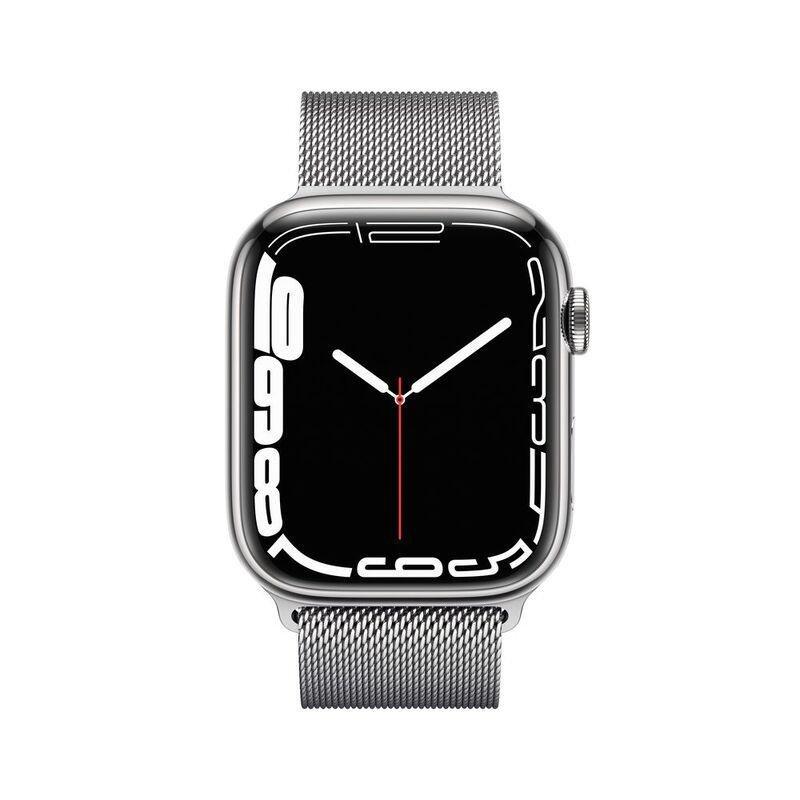Apple Watch Series 7 GPS + Cellular 45mm Silver Stainless Steel Case with Silver Milanese Loop, , large image number 9