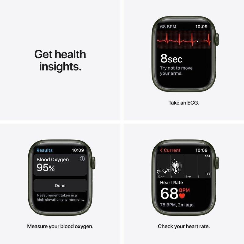 Apple Watch Series 7 GPS 41mm Green Aluminium Case with Clover Sport Band, , large image number 2