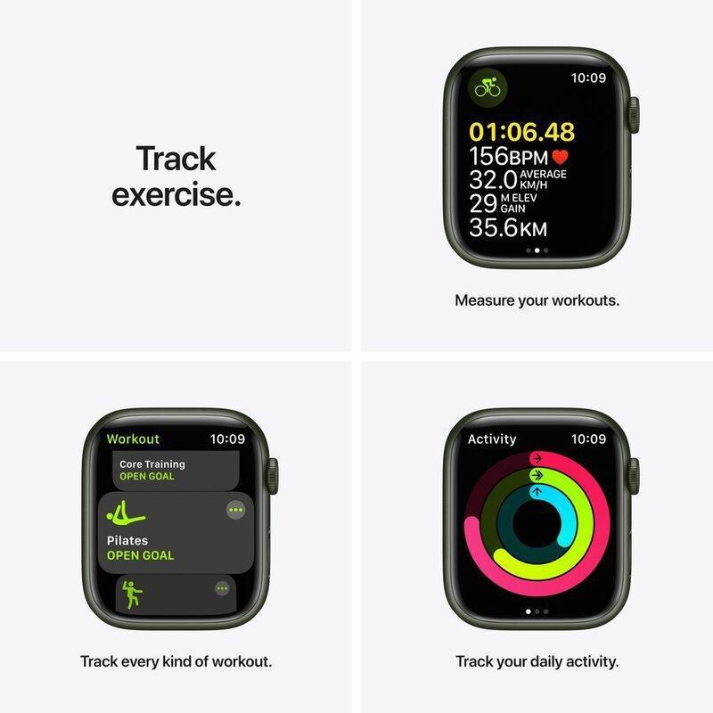 Apple Watch Series 7 GPS 41mm Green Aluminium Case with Clover Sport Band, , large image number 3